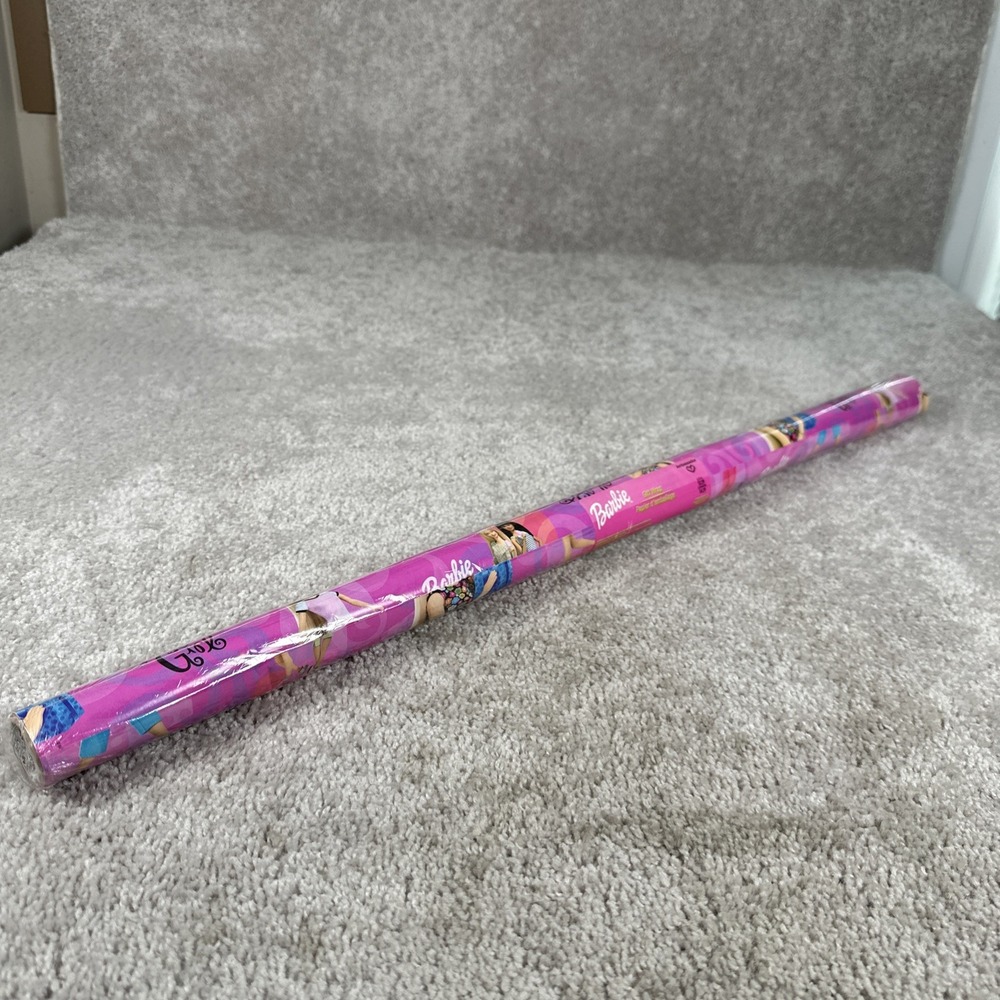 Vintage Barbie Y2K 2000 Mattel Pink Barbie Gift Wrap Wrapping Paper 15 sq ft